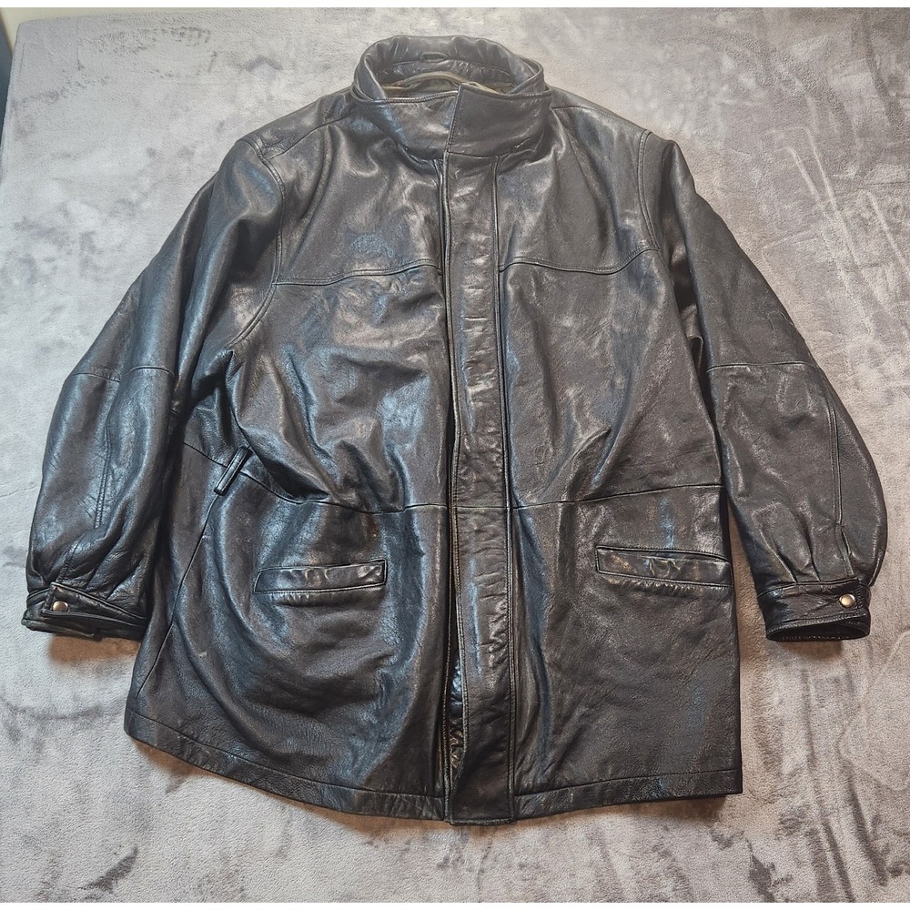 Wilsons Leather Jacket Mens 3XL Black Car Stadoum Thinsulate Vintage